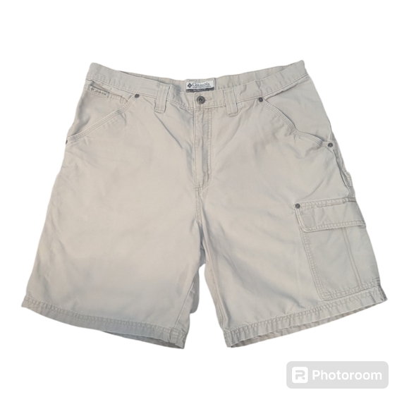 Columbia Bone Cream Cargo Carpenter Work Shorts Men's 38W - Picture 1 of 6